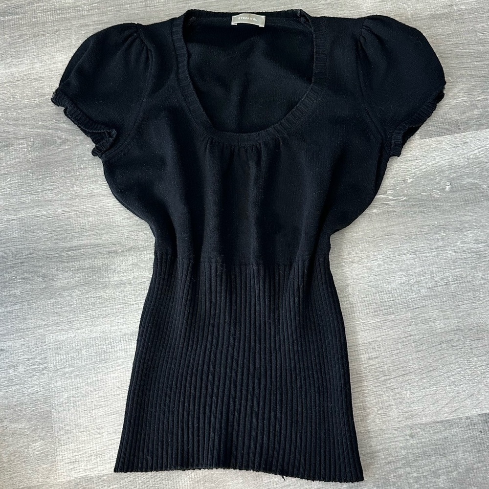Vintage Stefanel black short sleeve knit top